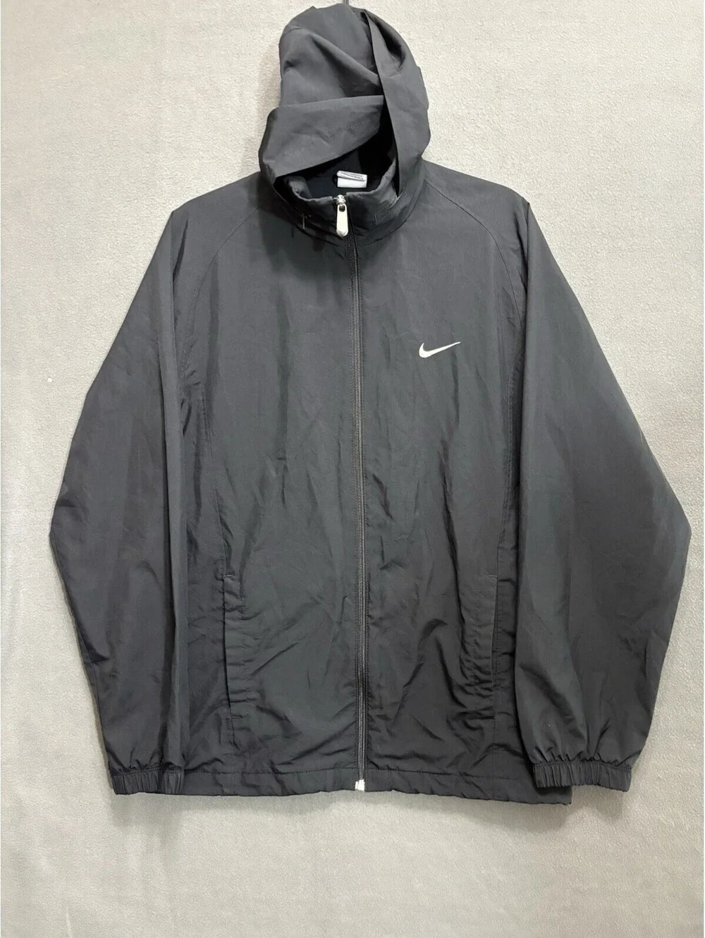 Nike M Black Y2K Hooded Full Zip Windbreaker Jacket